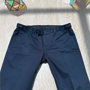 Mens Gucci Navy Twill Chinos with Adjustable Waistband